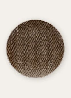 Bouchara Assiette^ASSIETTE PLATE EN GRÈS MOTIF CHEVRON RUSTIQUE