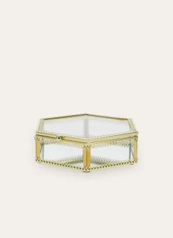 Bouchara Boîte De Rangement^BOÎTE HEXAGONALE EN VERRE AVEC STRUCTURE DORÉE