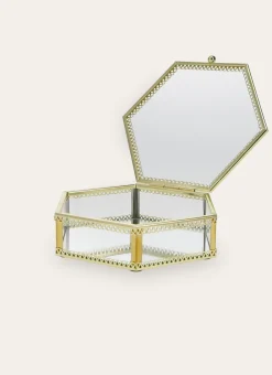 Bouchara Boîte De Rangement^BOÎTE HEXAGONALE EN VERRE AVEC STRUCTURE DORÉE
