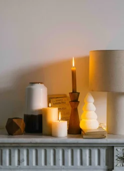 Bouchara Bougeoir, Lanterne|Décoration De Noël^BOUGEOIR EN BOIS DE MANGUIER MULTI-FACETTES