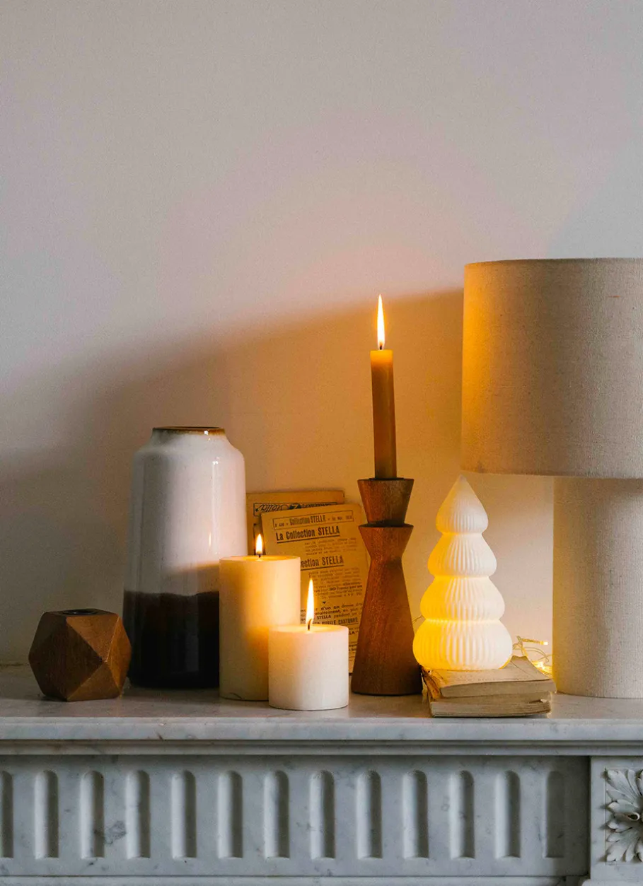 Bouchara Bougeoir, Lanterne|Décoration De Noël^BOUGEOIR EN BOIS DE MANGUIER MULTI-FACETTES