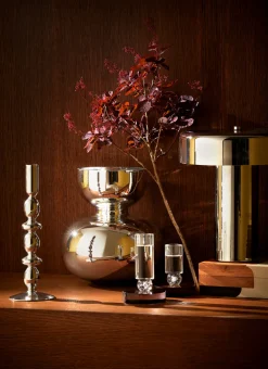 Bouchara Bougeoir, Lanterne^BOUGEOIR EN VERRE ARGENTÉ OPAQUE