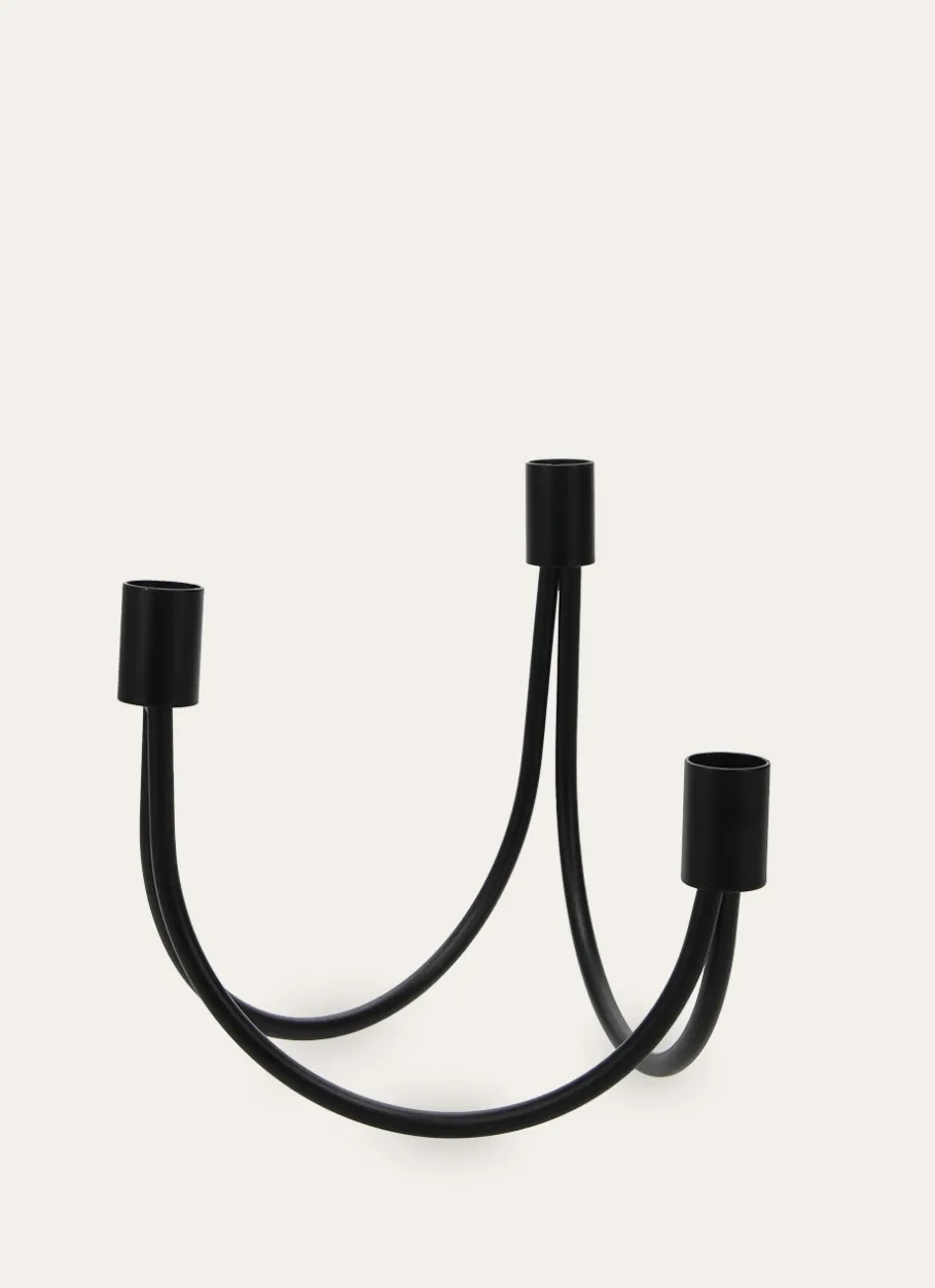 Bouchara Bougeoir, Lanterne^BOUGEOIR MODERNE EN MÉTAL À 3 BRANCHES