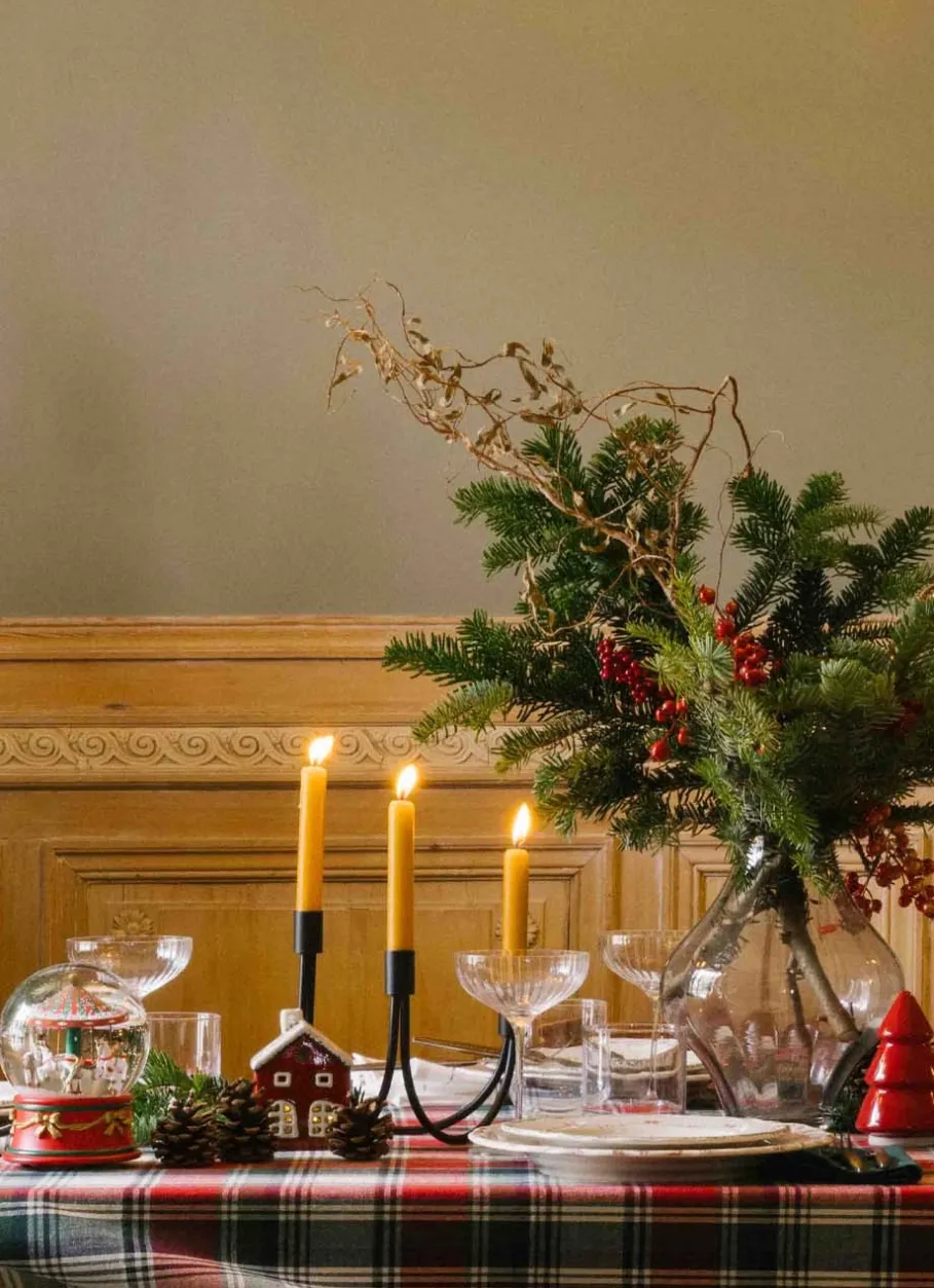 Bouchara Bougeoir, Lanterne^BOUGEOIR MODERNE EN MÉTAL À 3 BRANCHES