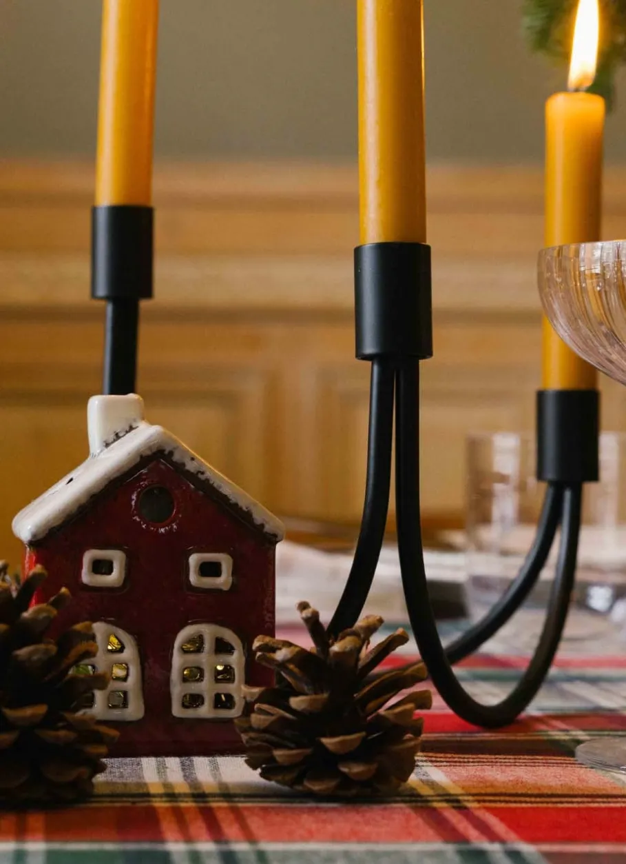 Bouchara Bougeoir, Lanterne^BOUGEOIR MODERNE EN MÉTAL À 3 BRANCHES