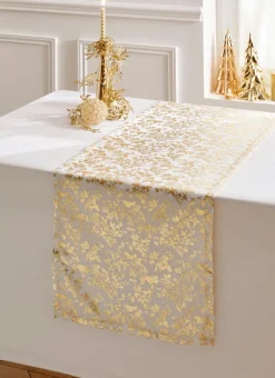 Bouchara Chemin De Table|Table De Noël^CHEMIN DE TABLE IMPRIMÉ FEUILLES DÉES