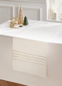 Bouchara Chemin De Table|Table De Noël^CHEMIN DE TABLE PLISSÉ BRODÉ FILS DORÉS