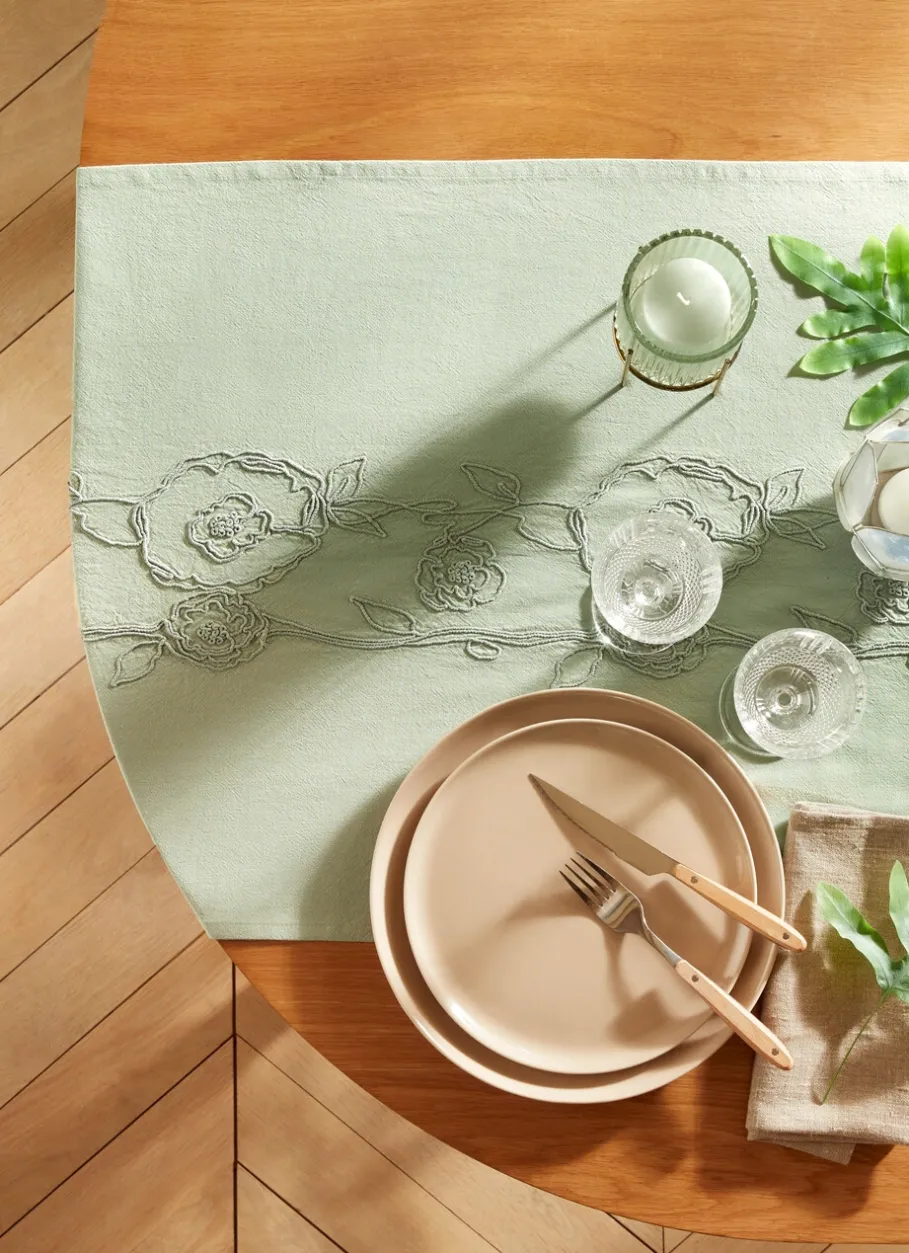 Bouchara Chemin De Table^CHEMIN DE TABLE ROSA VERT D'EAU