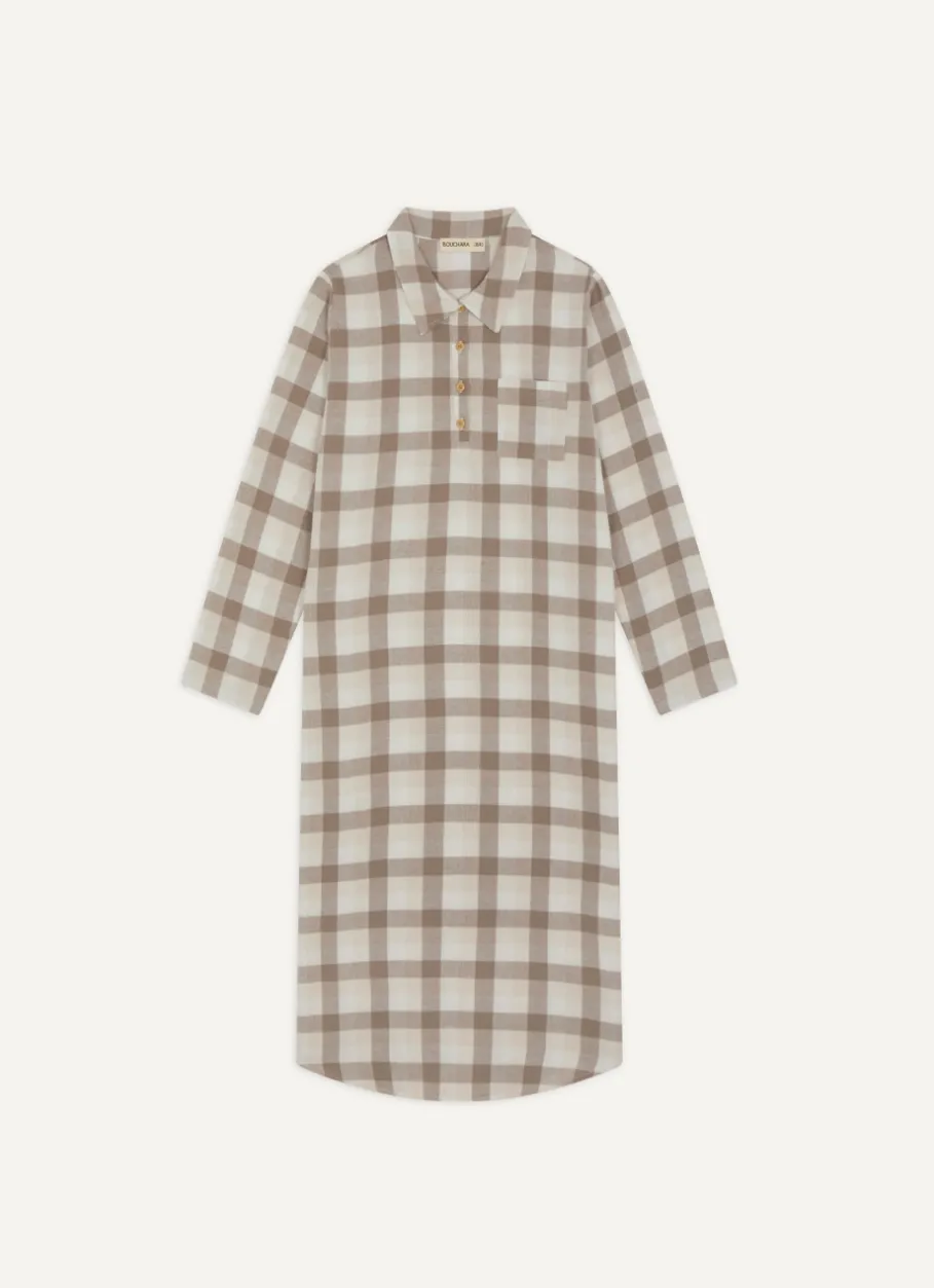 Bouchara Pyjama, Chemise De Nuit^CHEMISE DE NUIT À CARREAUX EN COTON FLANELLE LOVE