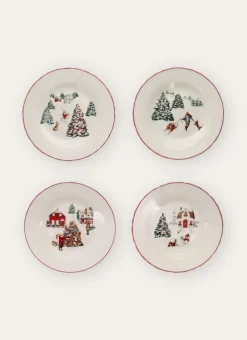 Bouchara Assiette|Table De Noël^COFFRET 4 ASSIETTES À DESSERT EN PORCELAINE WINTER