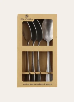 Bouchara Couverts^COFFRET DE 4 CUILLÈRES À SOUPE EN ACIER RÉTRO