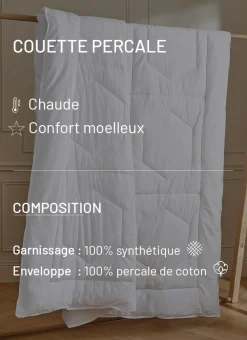 Bouchara Couette, Couverture^COUETTE CHAUDE EN PERCALE DE COTON - 350G