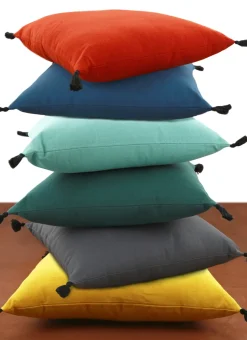 Bouchara Coussin, Coussin De Sol^COUSSIN EN COTON UNI AVEC PETITS POMPONS