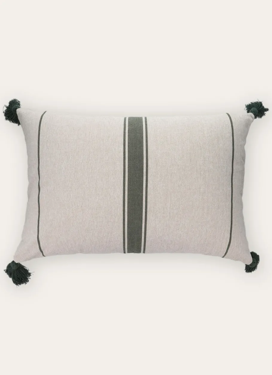 Bouchara Coussin, Coussin De Sol^COUSSIN TEXTURÉ À RAYURES AVEC POMPONS