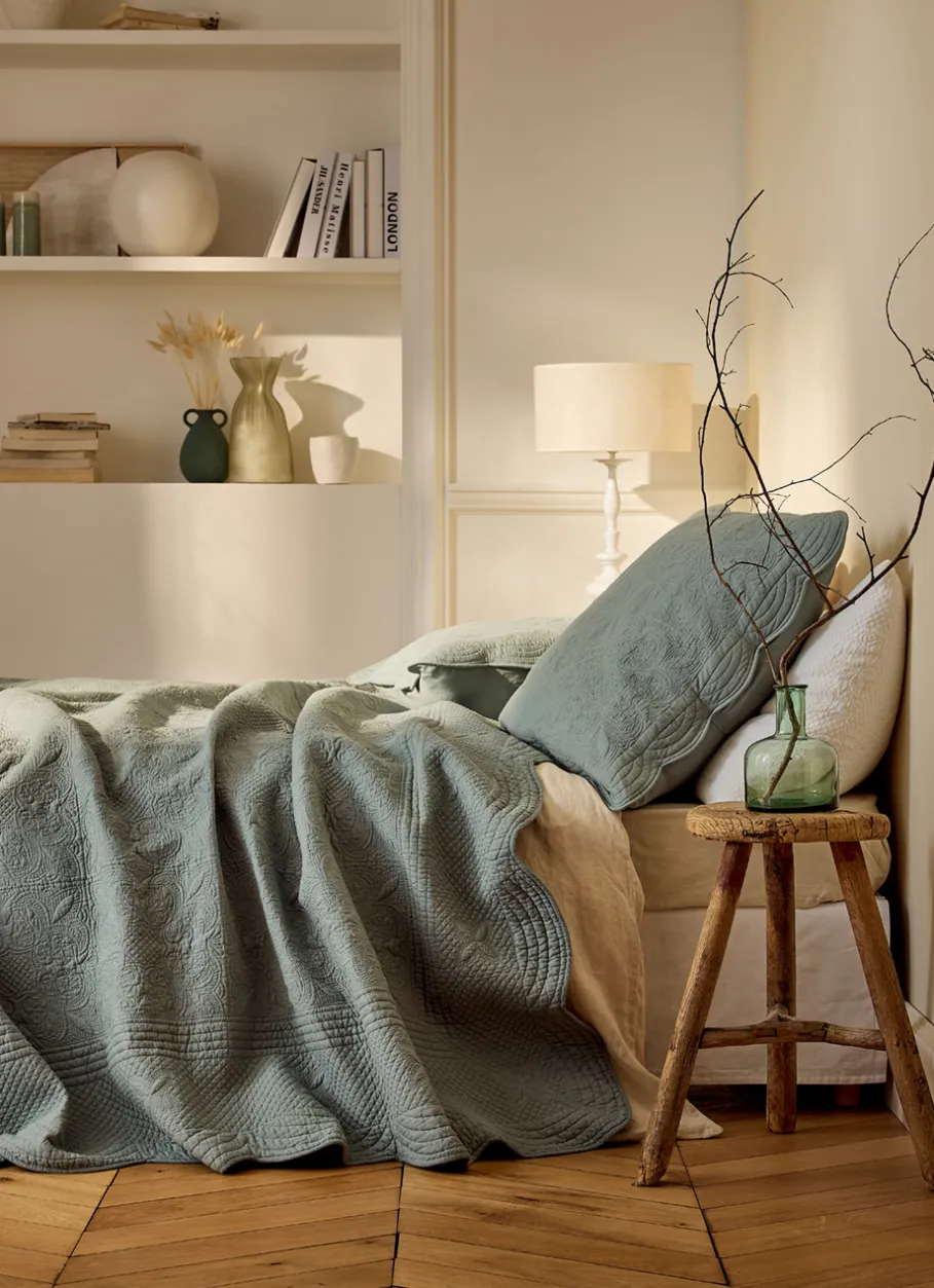 Bouchara Jete De Lit, Edredon^COUVRE-LIT UNI EN COTON FLORENCE