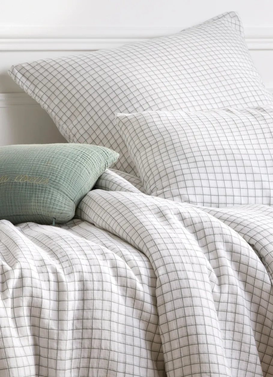 Enfant Bouchara Linge De Lit^DRAP HOUSSE BÉBÉ EN GAZE DE COTON À CARREAUX