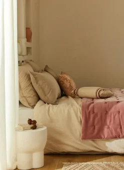 Bouchara Jete De Lit, Edredon^ÉDREDON EN VELOURS GANSÉ D'UN BIAIS CONTRASTÉ