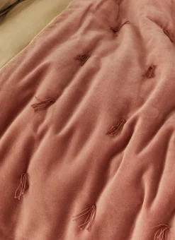 Bouchara Jete De Lit, Edredon^ÉDREDON EN VELOURS GANSÉ D'UN BIAIS CONTRASTÉ