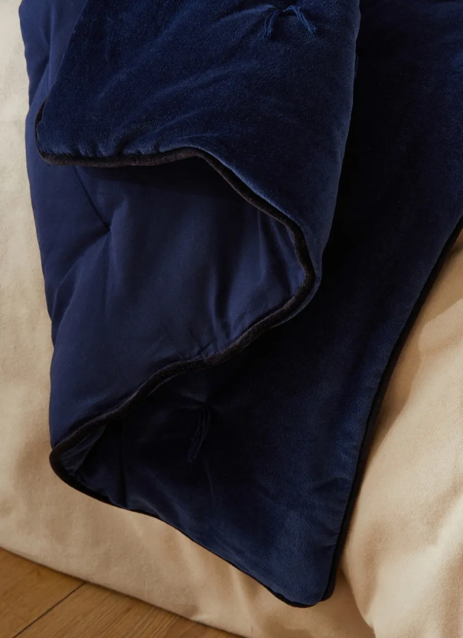 Bouchara Jete De Lit, Edredon^ÉDREDON EN VELOURS GANSÉ D'UN BIAIS CONTRASTÉ