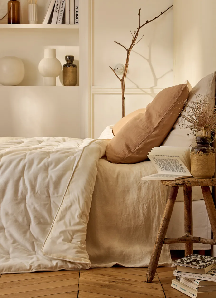 Bouchara Jete De Lit, Edredon^ÉDREDON EN VELOURS GANSÉ D'UN BIAIS CONTRASTÉ