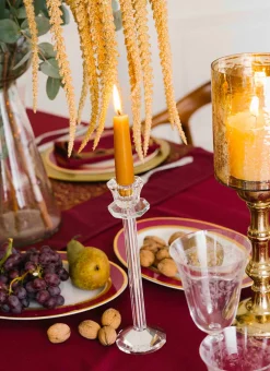 Bouchara Bougeoir, Lanterne^GRAND BOUGEOIR EN VERRE TRAVAILLÉ AVEC CRISTAUX