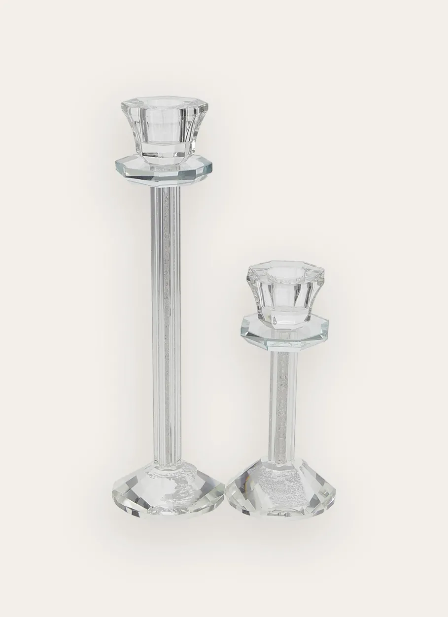 Bouchara Bougeoir, Lanterne^GRAND BOUGEOIR EN VERRE TRAVAILLÉ AVEC CRISTAUX