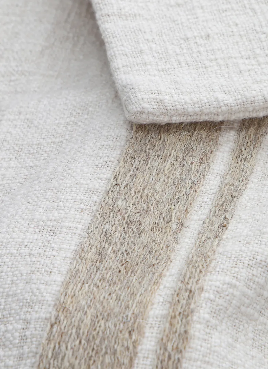 Bouchara Coussin, Coussin De Sol^GRAND COUSSIN TEXTURÉ AVEC BANDE BRODÉE EN JUTE