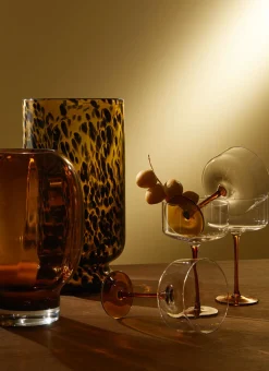 Bouchara Vase, Cache-Pot^GRAND VASE EN VERRE À MOTIF LÉOPARD