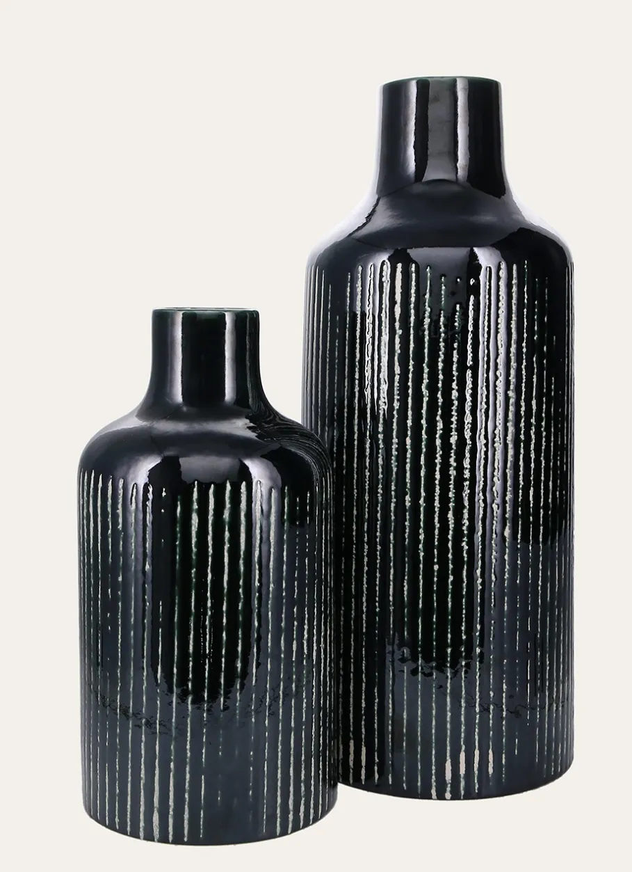 Bouchara Vase, Cache-Pot^GRAND VASE ÉMAILLÉ AVEC LIGNES