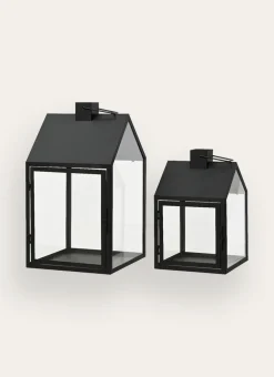 Bouchara Bougeoir, Lanterne^GRANDE LANTERNE MAISON EN VERRE ET MÉTAL