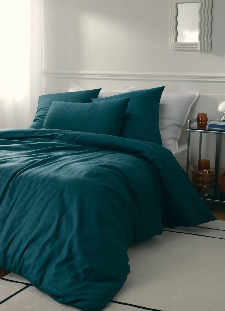 Bouchara Housse De Couette À Motifs|Housse De Couette Unie^HOUSSE DE COUETTE EN JACQUARD DE COTON ULYSSE