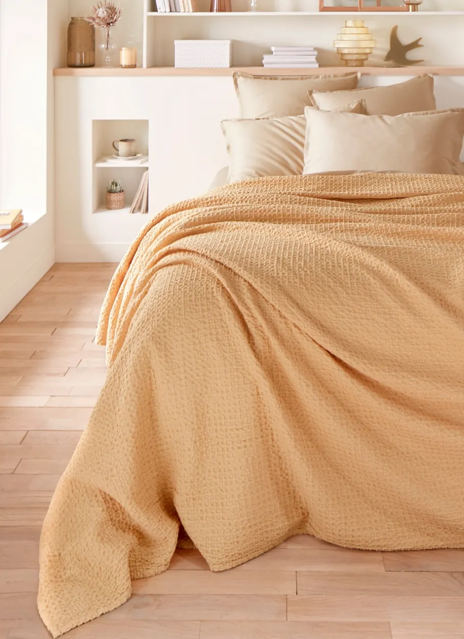 Bouchara Jete De Lit, Edredon^JETÉ DE LIT EN COTON LAVÉ NID D'ABEILLE