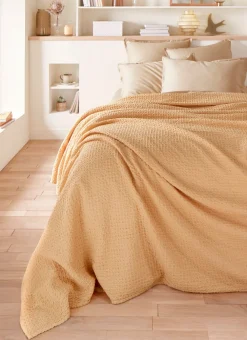 Bouchara Jete De Lit, Edredon^JETÉ DE LIT EN COTON LAVÉ NID D'ABEILLE