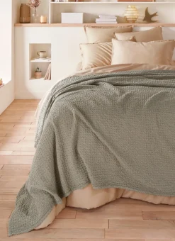 Bouchara Jete De Lit, Edredon^JETÉ DE LIT EN COTON LAVÉ NID D'ABEILLE