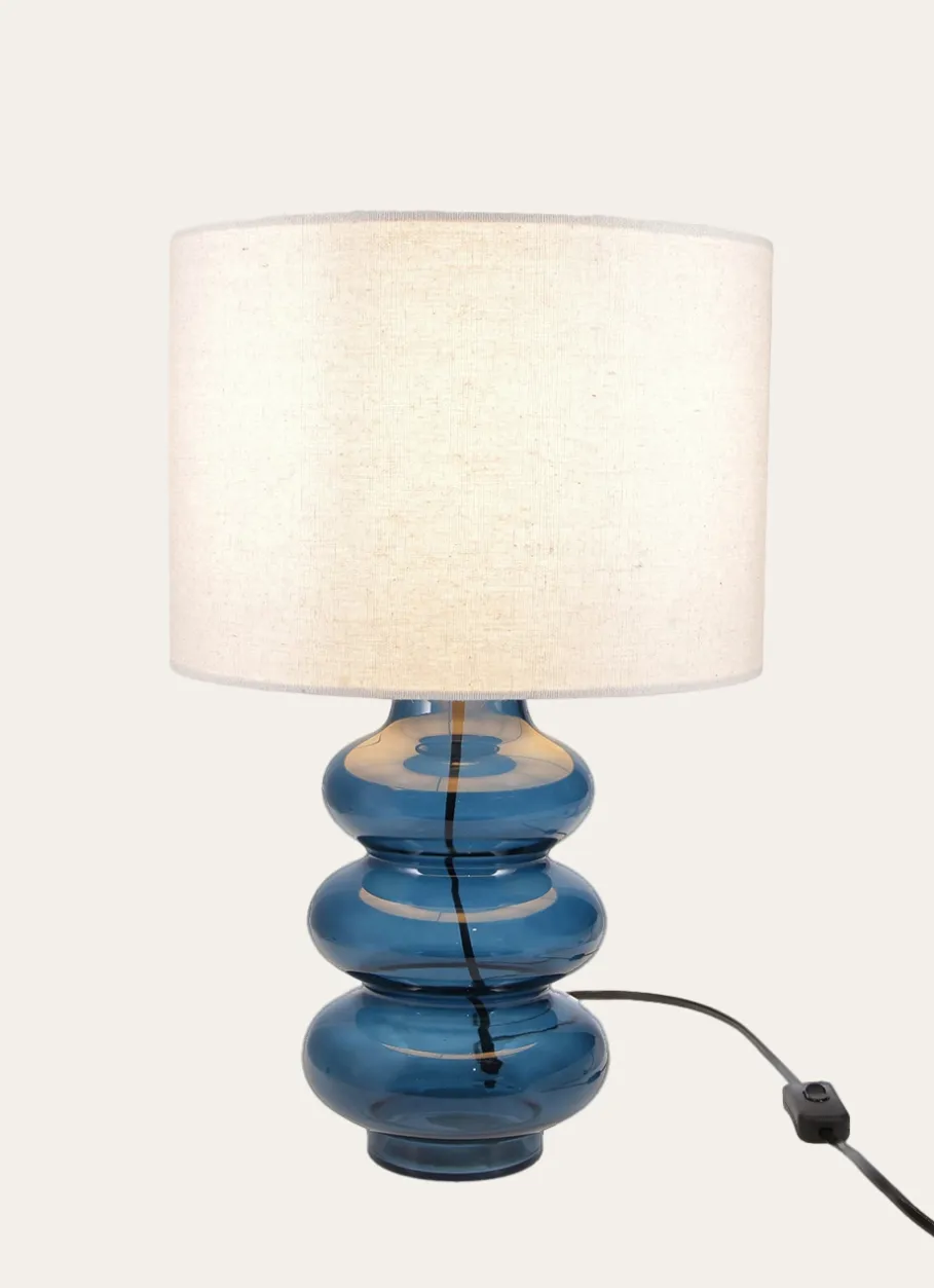 Bouchara Lampe, Lampadaire^LAMPE AVEC PIED EN VERRE TRANSPARENT COLORÉ