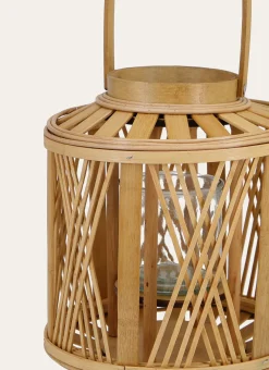 Bouchara Bougeoir, Lanterne^LANTERNE EN BAMBOU AVEC PHOTOPHORE