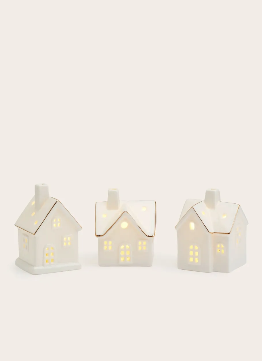 Bouchara Décoration De Noël^LOT DE 3 MAISONS LUMINEUSES EN PORCELAINE