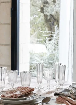 Bouchara Verre, Théière, Carafe^LOT DE 6 PETITS VERRES À VIN SUR PIED