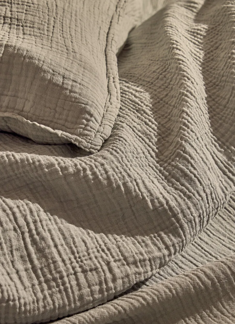 Bouchara Taie Unie^LOT DE 2 TAIES D'OREILLER DOUBLE GAZE DE COTON