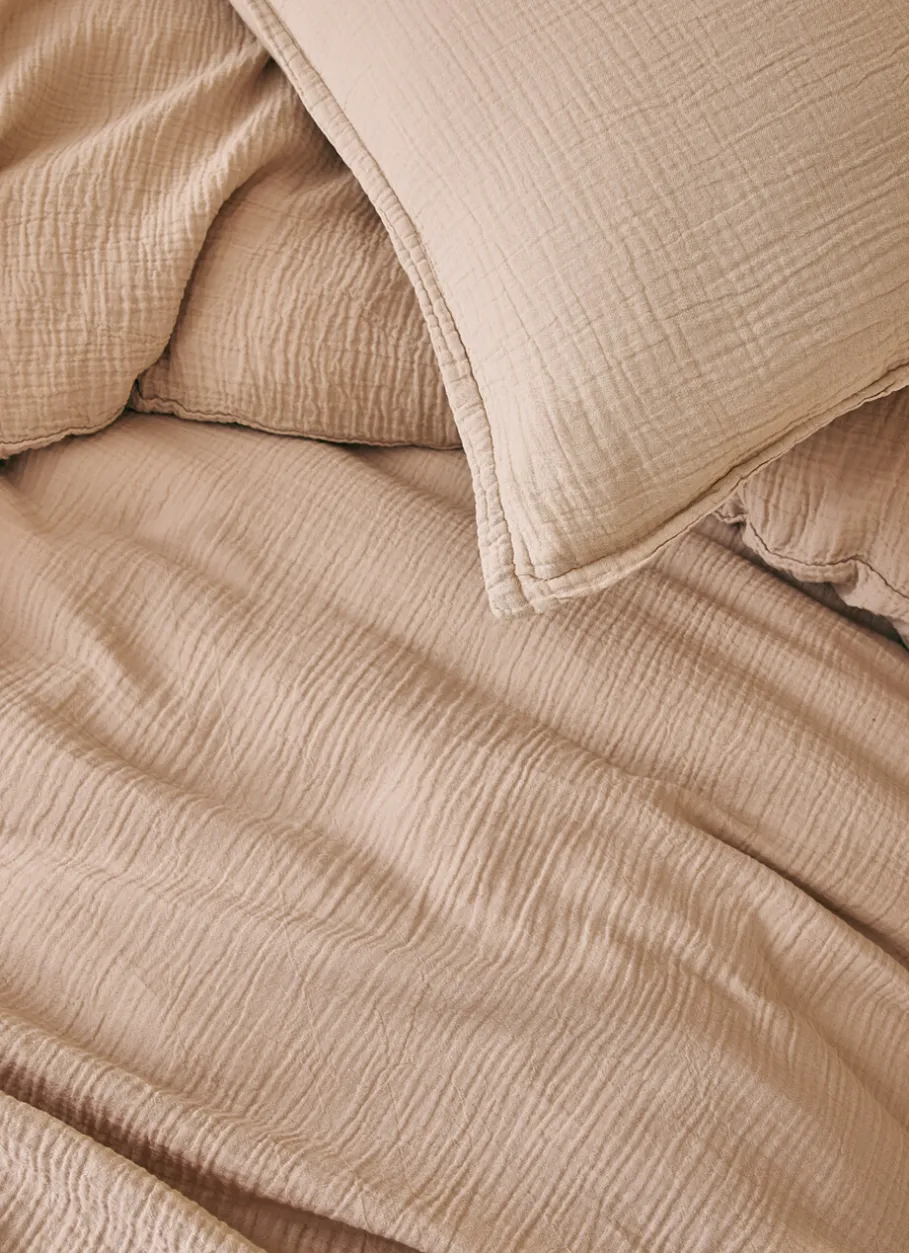 Bouchara Taie Unie^LOT DE 2 TAIES D'OREILLER DOUBLE GAZE DE COTON