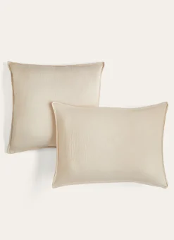 Bouchara Taie Unie^LOT DE 2 TAIES D'OREILLER DOUBLE GAZE DE COTON