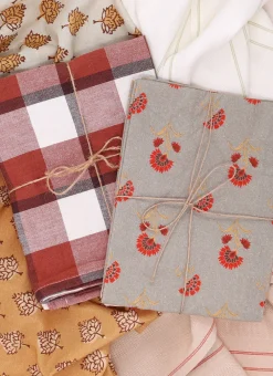 Bouchara Torchon, Essuie-Mains^LOT DE 2 TORCHONS CARREAUX & RAYURES