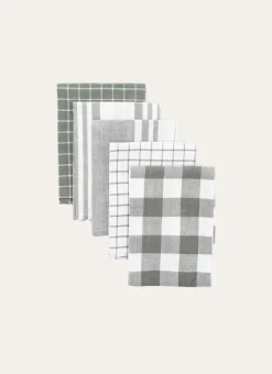 Bouchara Torchon, Essuie-Mains^LOT DE 5 TORCHONS EN COTON