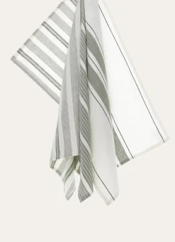 Bouchara Torchon, Essuie-Mains^LOT DE 3 TORCHONS EN COTON À RAYURES