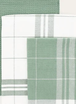 Bouchara Torchon, Essuie-Mains^LOT DE 3 TORCHONS EN COTON