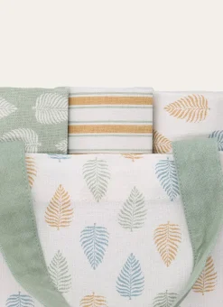 Bouchara Torchon, Essuie-Mains^LOT DE 3 TORCHONS IMPRIMÉS MOTIF FEUILLES