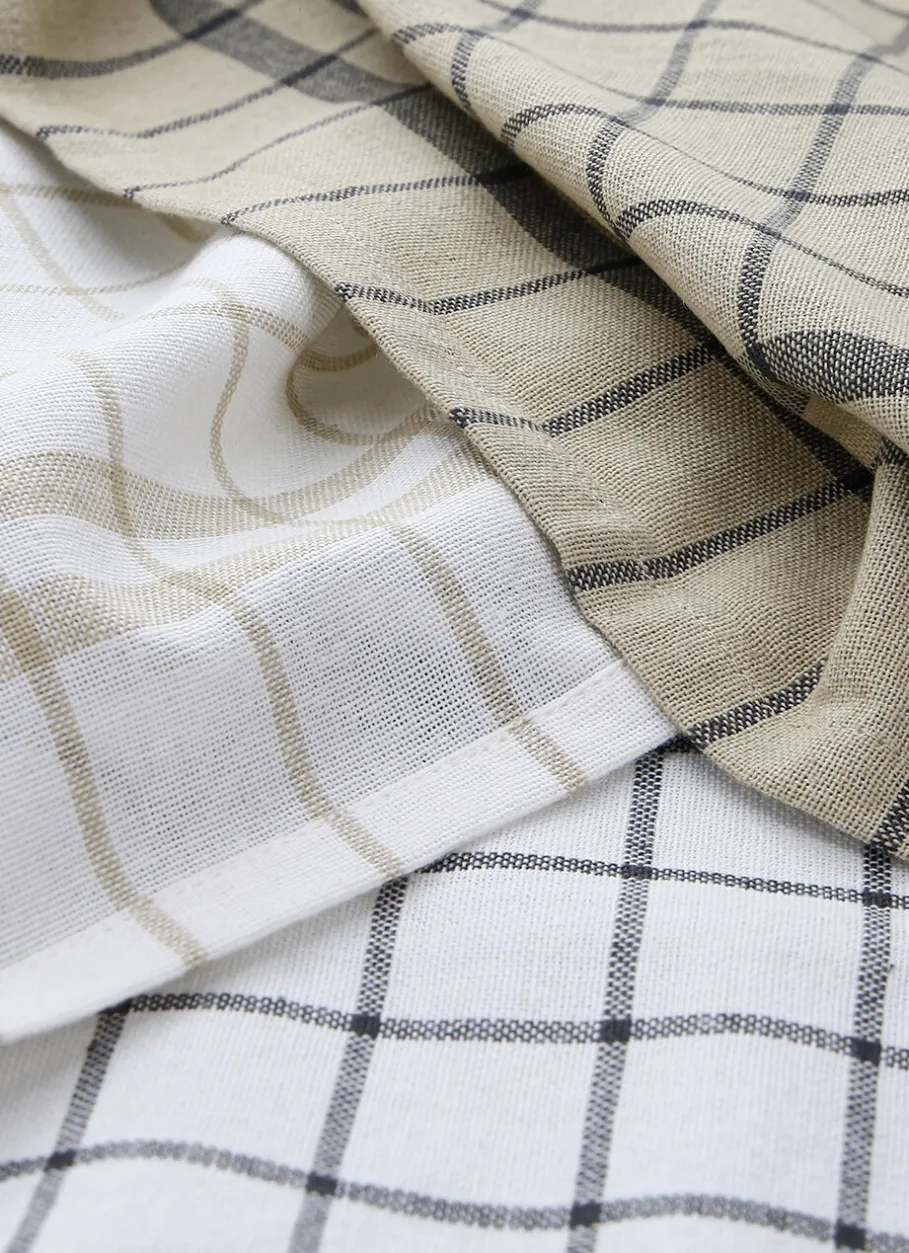 Bouchara Torchon, Essuie-Mains^LOT DE 3 TORCHONS RAYÉS ÉCAR