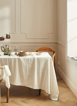 Bouchara Nappe^NAPPE COTON ET LIN FINITION BOURDON GRAND FORMAT