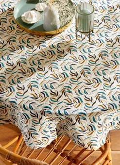 Bouchara Nappes Enduites & Anti-Taches|Nappe^NAPPE RONDE ENDUITE IMPRIMÉ FEUILLES CLOÉ