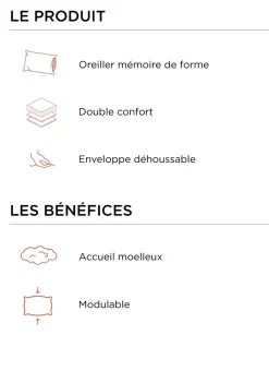 Bouchara Oreiller, Traversin^OREILLER CARRÉ DOUBLE CONFORT MOELLEUX / FERME